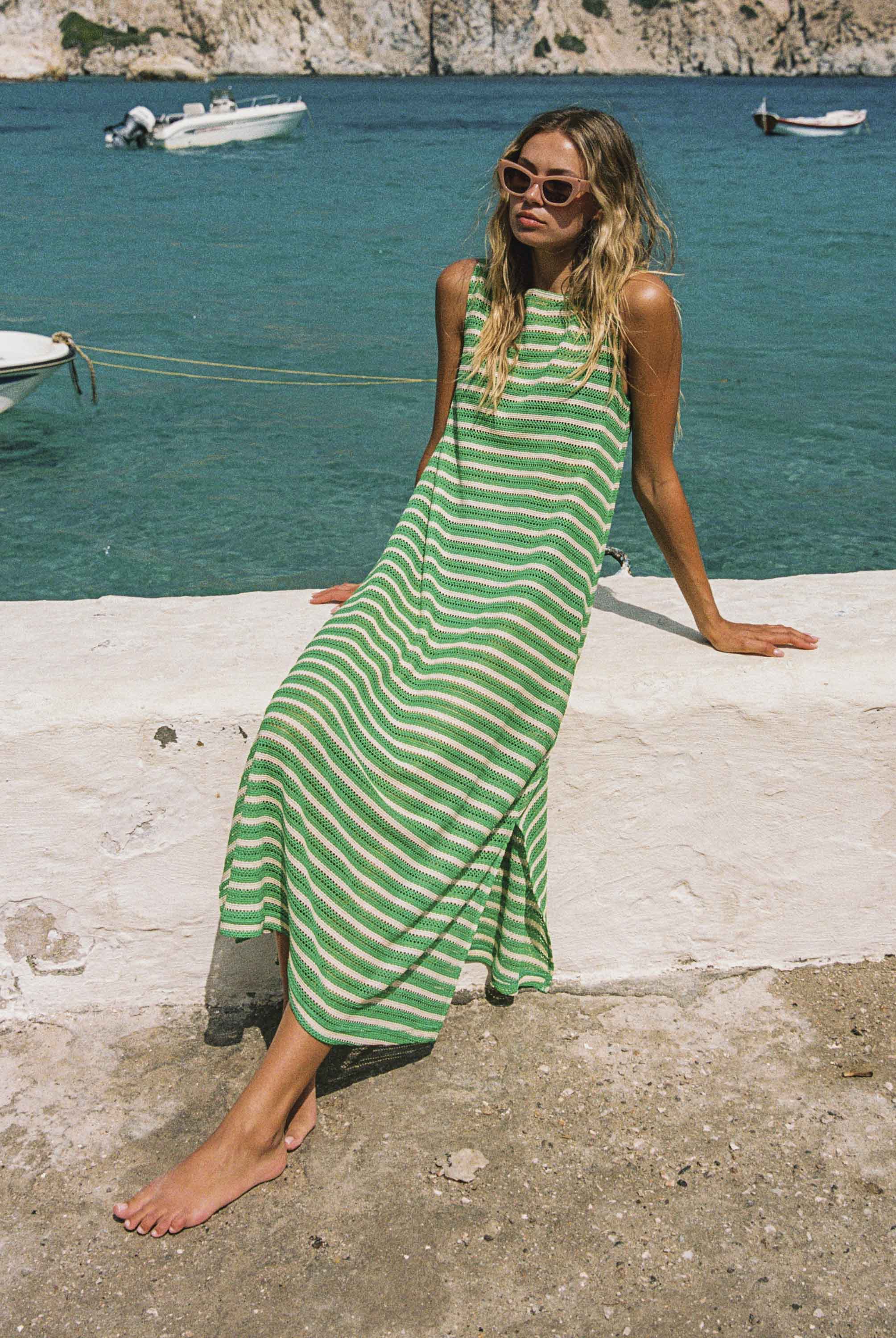 Goldy Dress In Mint Mirage