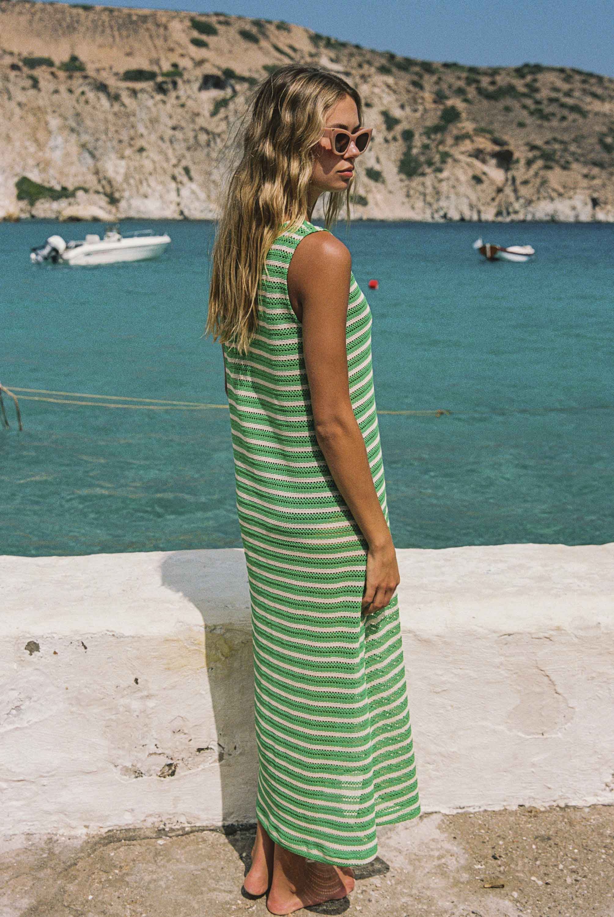 Goldy Dress In Mint Mirage
