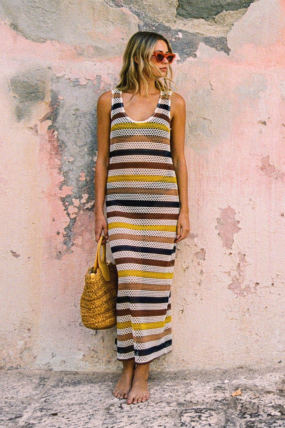 Courtney Dress In Sand Stripe