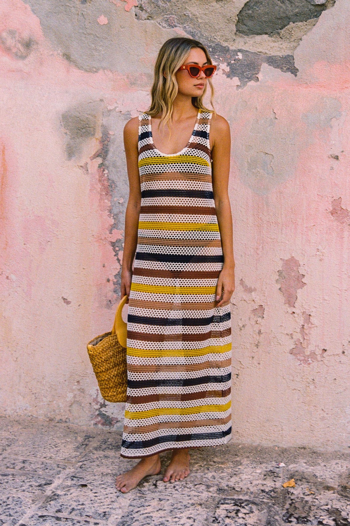 Courtney Dress In Sand Stripe