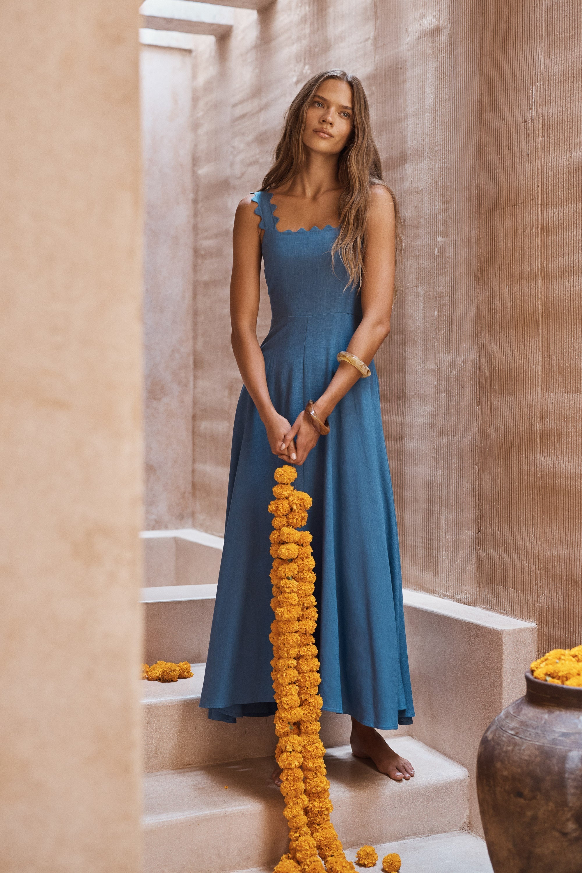 River Dress In Vintage Blue