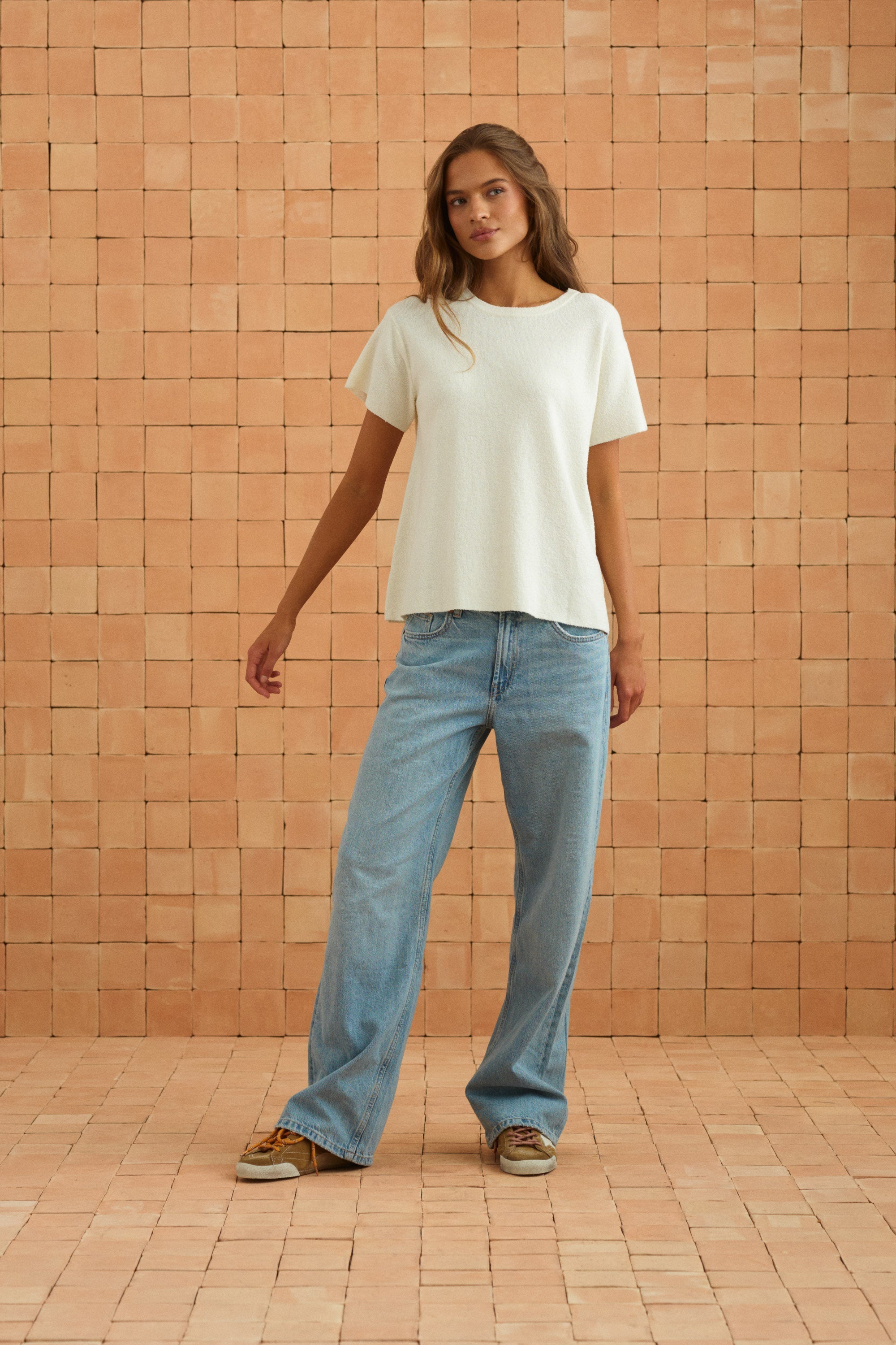 Sage Knit Tee In White