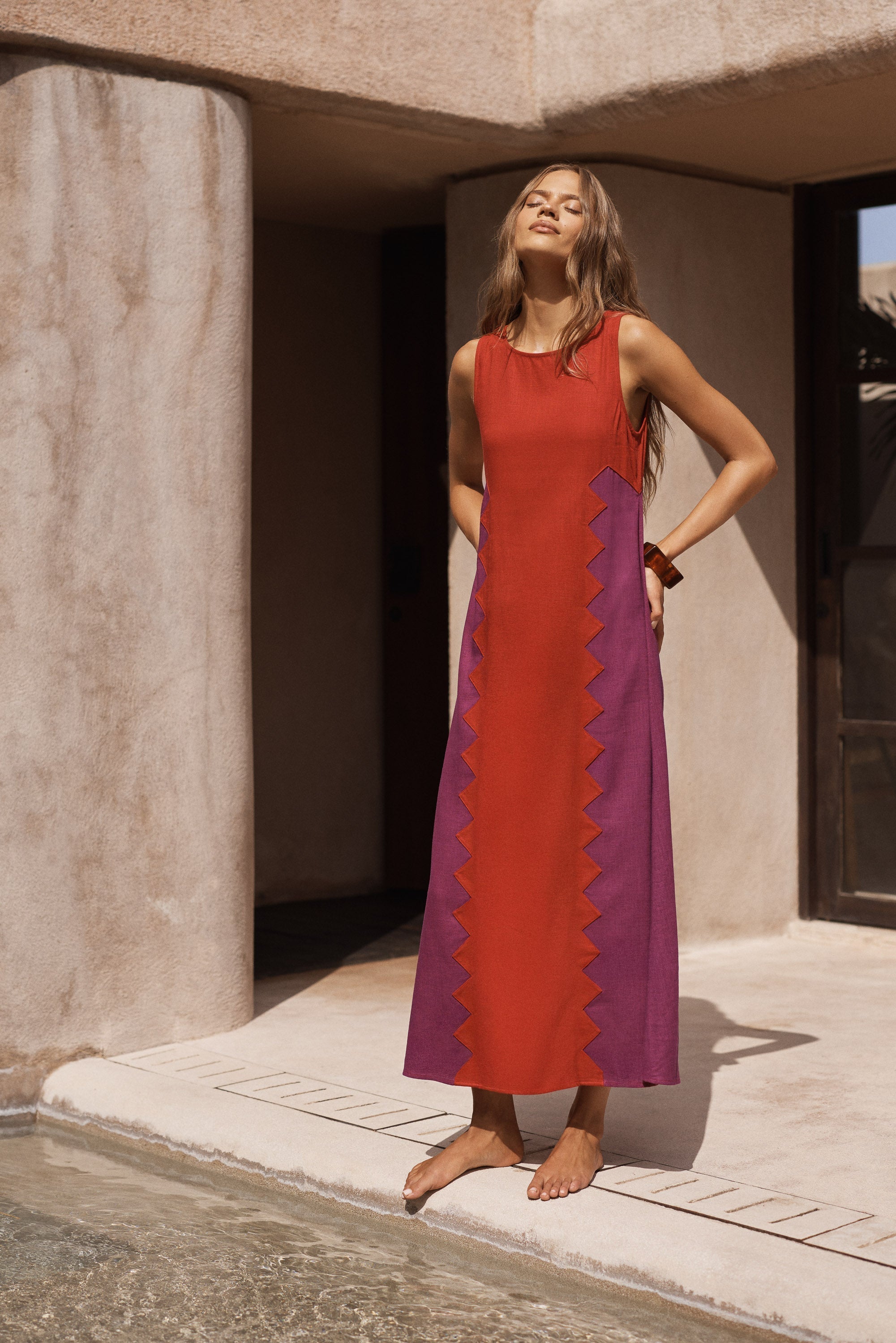 Binnie Dress In Foxglove Rosa