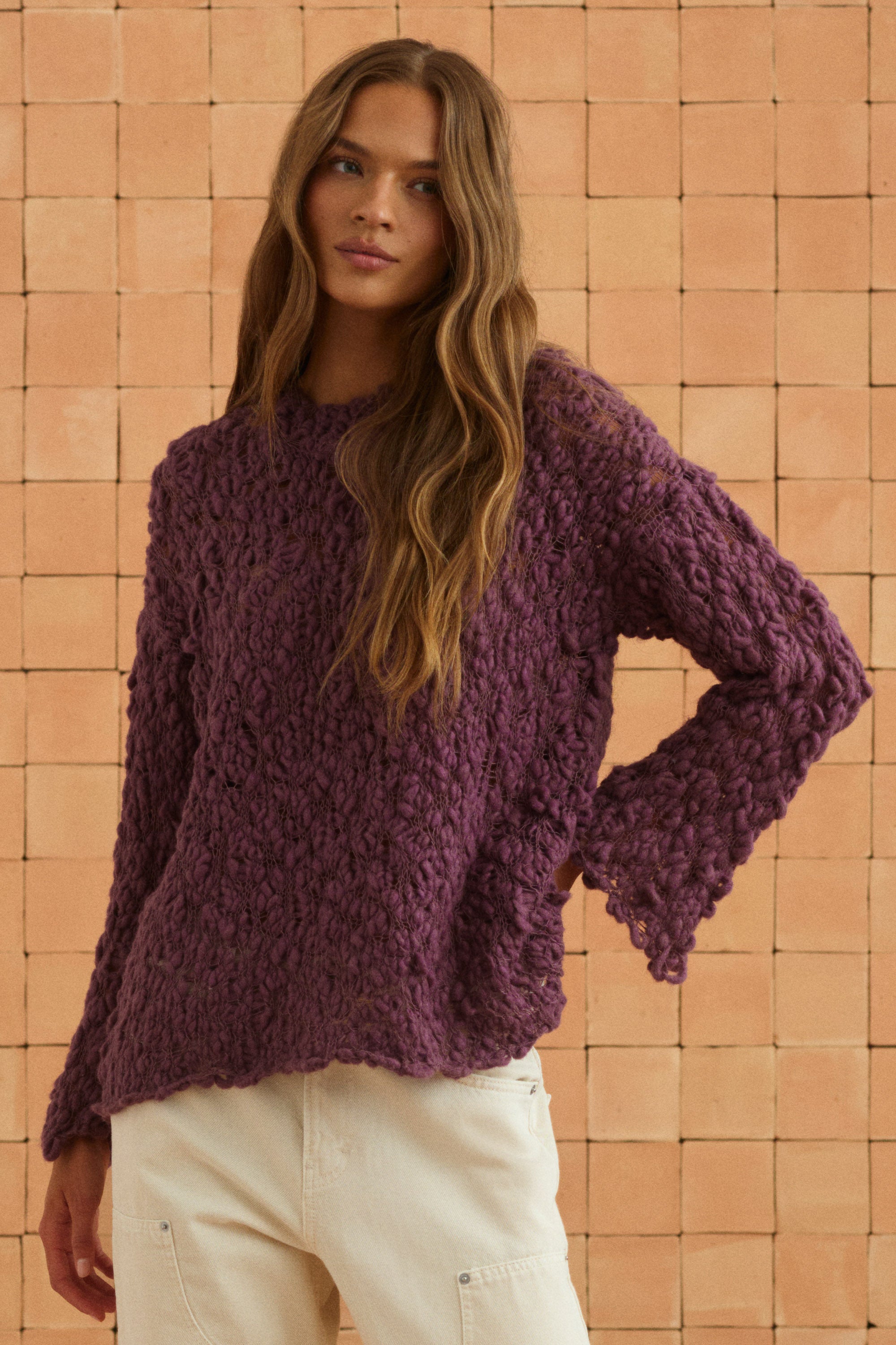 Harper Sweater In Eggplant