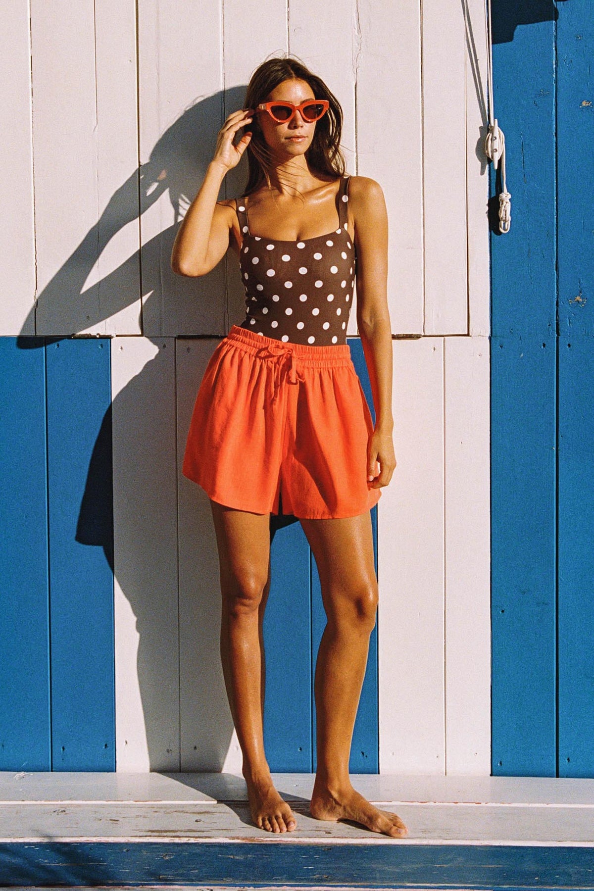 Beach Shorts In Tangerine
