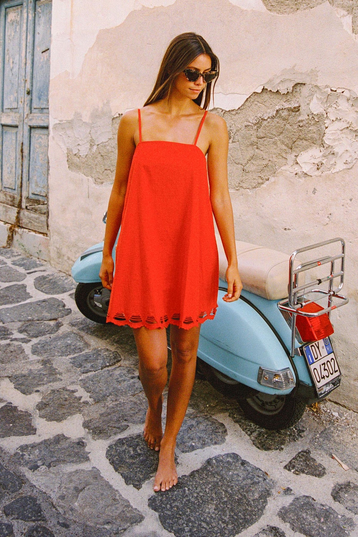 Ramie Mini Dress In Rhubarb