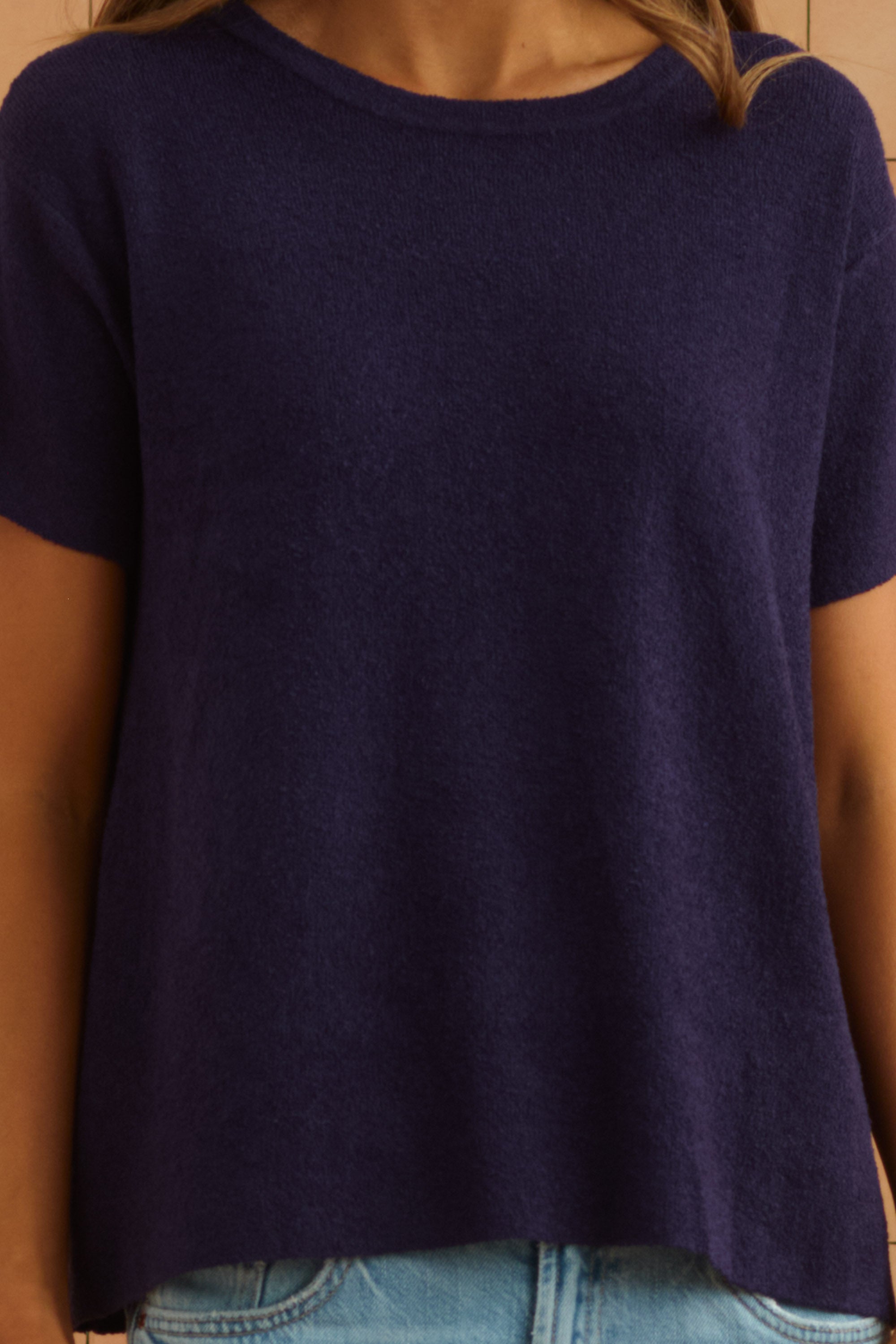Sage Knit Tee In Navy