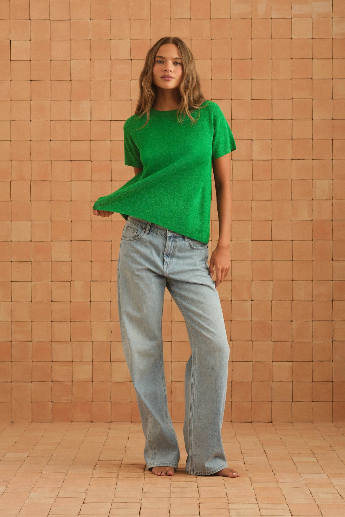 Sage Knit Tee In Apple