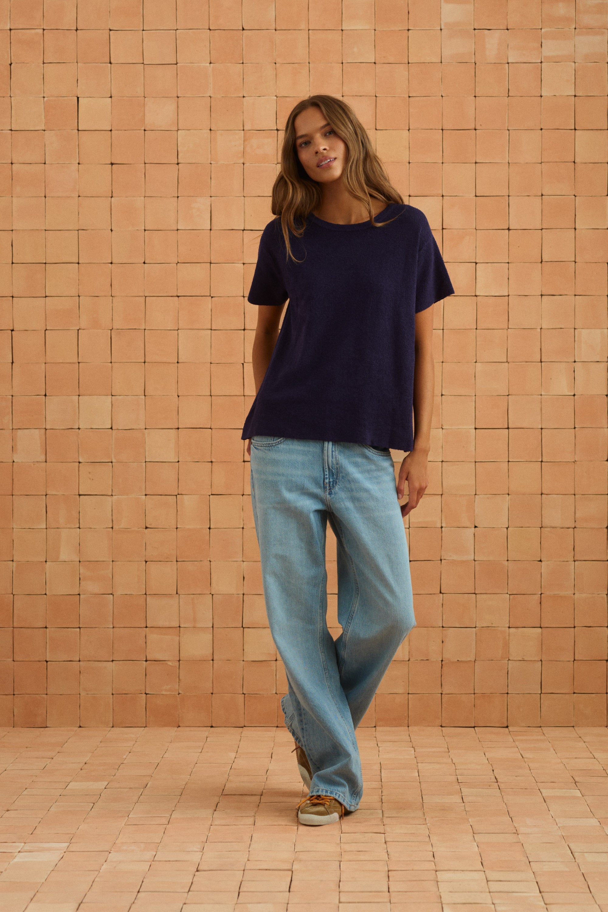Sage Knit Tee In Navy